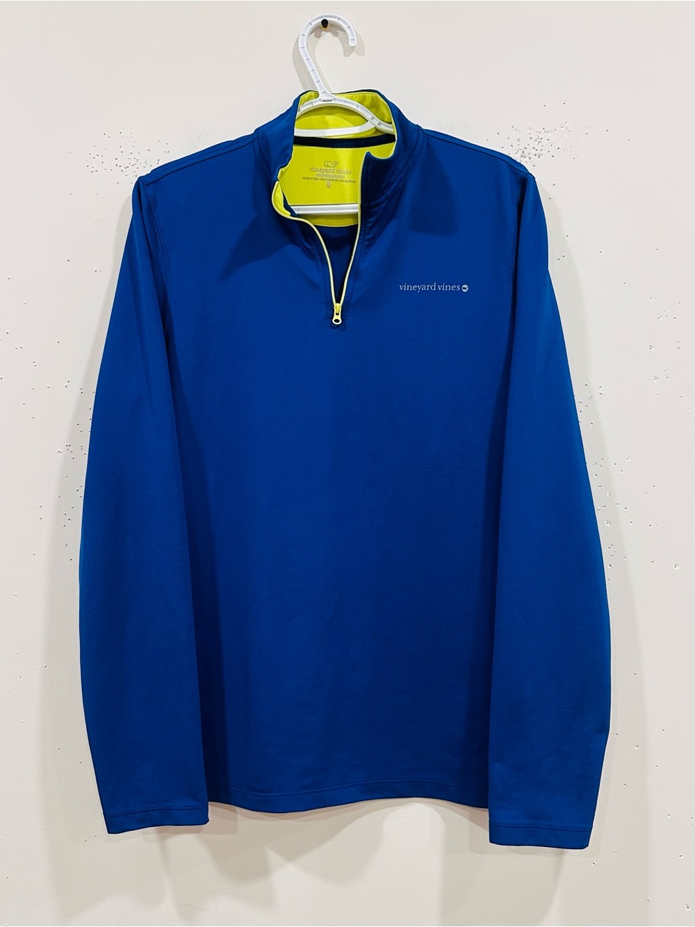 Vineyard Vines Boys XL 18 Performance 1/4 Zip Pullover Jacket Blue Lime Whale